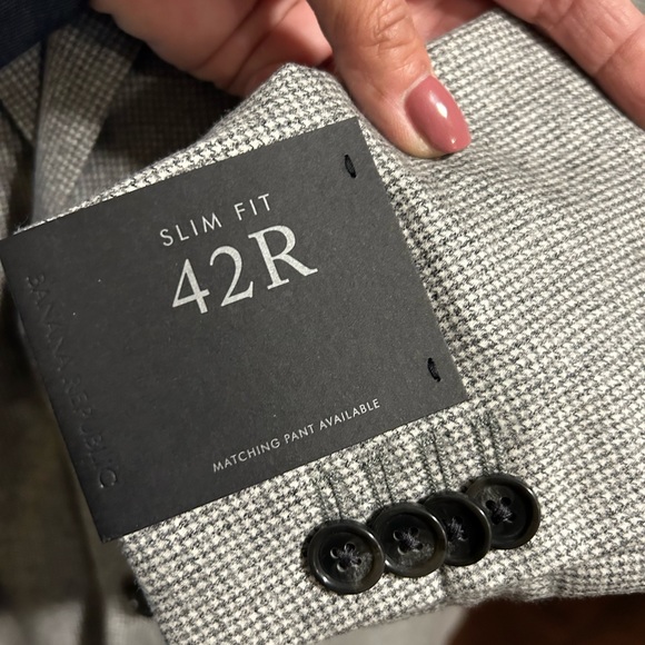 Banana Republic Men’s Slim Fit 42R Wool Grey Houndstooth Sports Coat NWT - Picture 4 of 16